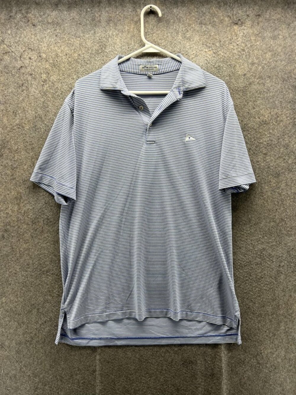 Peter Millar Summer Comfort Polo Shirt Mens Medium Blue Stripe Golf Performance